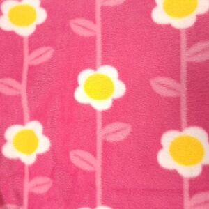 Vintage Pink Daisy Fleece Fabric 18"x64" CP51636 Yellow White Floral Stripe